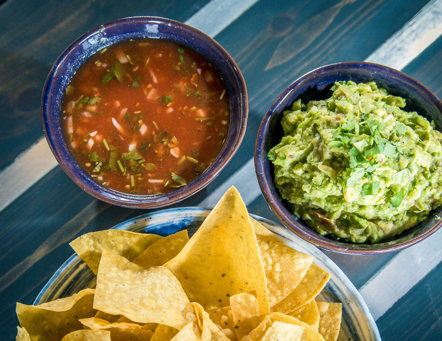 Salsa, Guacamole and Chips at Chelas Mexican Kitchen